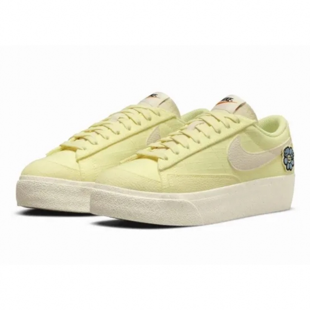 [DJ6376-800] Nike Blazer Low Platform SE NN Yellow/Pale Ivory Women's New
